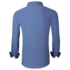 Mens Casual Button Down Dress Shirts Long Sleeve 4-Way Stretch Collared Printed Business Work Shirt