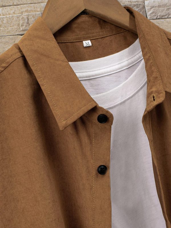 Men's Casual Button Down Shirt Short Sleeve Collared Top