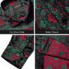 Mens Silk Paisley Dress Shirts,Long Sleeve Button Down Shirt Casual Regular Fit Shirt for Men Wedding Party