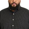 Men's Big and Tall Wrinkle Free Short Sleeve Button Down Check Shirt