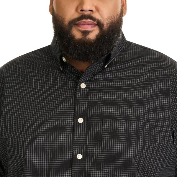 Men's Big and Tall Wrinkle Free Short Sleeve Button Down Check Shirt