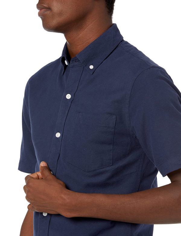 Men's Button-Up Shirts - Slim-Fit Short-Sleeve Pocket Oxford - Comfort and Style