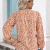 Womens V Neck Floral Long Sleeve Tops 2025 Summer Casual Loose Puff Sleeve Chiffon Boho Work Blouse Dressy T Shirts