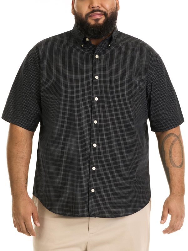 Men's Big and Tall Wrinkle Free Short Sleeve Button Down Check Shirt