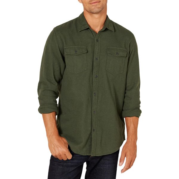Men's Long-Sleeve Flannel Shirt, Regular-Fit, Two Pockets