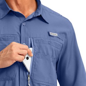 Men's Fishing Shirts with Zipper Pockets UPF 50+ Lightweight Cool Short Sleeve Button Down Shirts for Men Casual Hiking