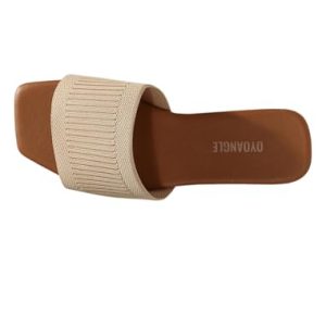 Women's Single Band Square Open Toe Slide Sandals Summer Slip on Flat Sandals