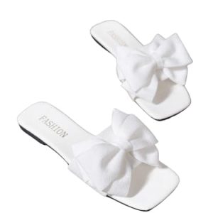 Women's Bow Slide Sandals Open Toe Slip On Summer Flat Sandals