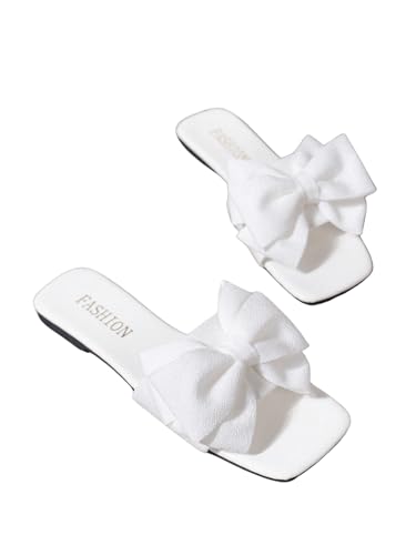 Women's Bow Slide Sandals Open Toe Slip On Summer Flat Sandals