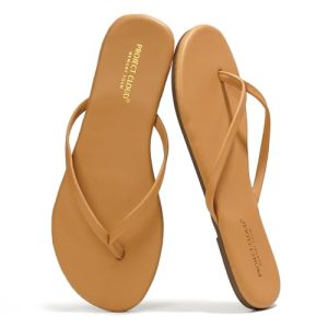 Flip Flops for Women - Memory Foam Flats Summer Sandals for Women 2025 - Vegan Leather Lightweight Womens Sandals Summer Beach
