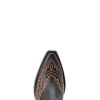 Womens Casanova Embroidered Snip Toe Zippered Casual Boots Knee High Mid Heel 2-3" - Black