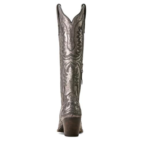 Womens Casanova Embroidered Snip Toe Zippered Casual Boots Knee High Mid Heel 2-3" - Purple