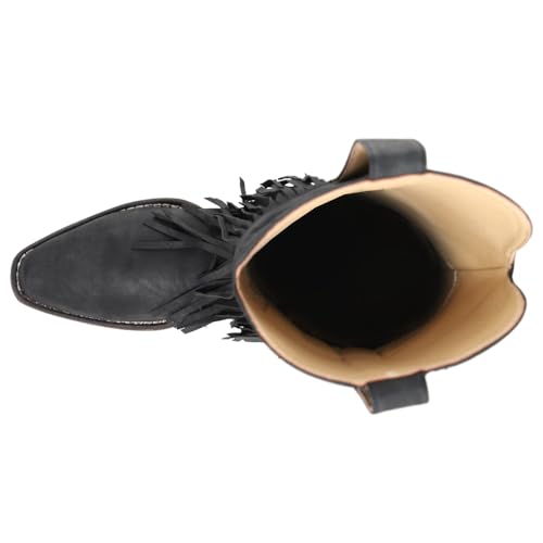 Womens Rickrack Snip Toe Casual Boots Mid Calf Low Heel 1-2" - Black