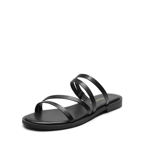 Women's Clear Studded Rhinestone Slide Sandals Slip on Open Toe Cute Flat Sandals for Summer