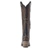Womens Casanova Embroidered Snip Toe Zippered Casual Boots Knee High Mid Heel 2-3" - Black