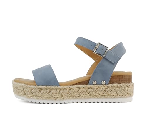 CLIP ~ Women Open Toe Ankle Strap Platform Espadrille Sandal