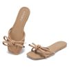 Women's Flat Sandals Square Open Toe Thong with Cute Knot for Summer Size 6-11