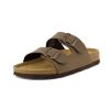 Lane Cork Footbed Sandals for Women – Comfortable Double Buckle Slip-On with Genuine Suede Footbed & Arch Support Slides for