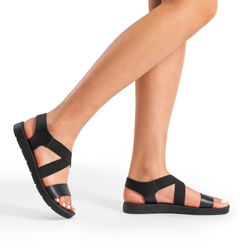 Women's Open Toe Elastic Ankle Strap Flat Summer Sandals