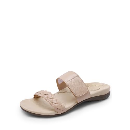 Women's Arch Support Slides Flat Sandals Soft Cushion Slippers With Adjustable Straps