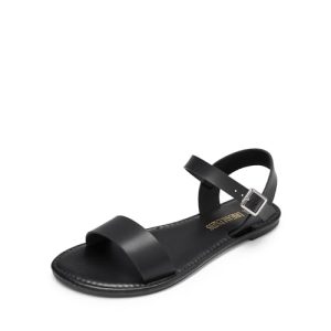 Women's Ankle Strap Flat Sandals Open Toes One Band Buckle Summer Dressy Sandals