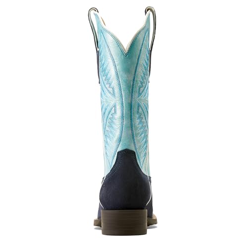 Womens Round Up Ruidoso Embroidery Metallic Square Toe Casual Boots Mid Calf Low Heel 1-2" - Brown