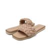 Women's Square Open Toe Slide Sandals Cute Slip on Braided Slides Flat Sandals for Summer