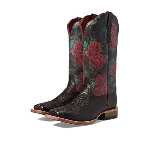 Women's Frontier Farrah Western Boot - Chocolate Floral Emboss/Wild Rose Print, 9.5 Medium