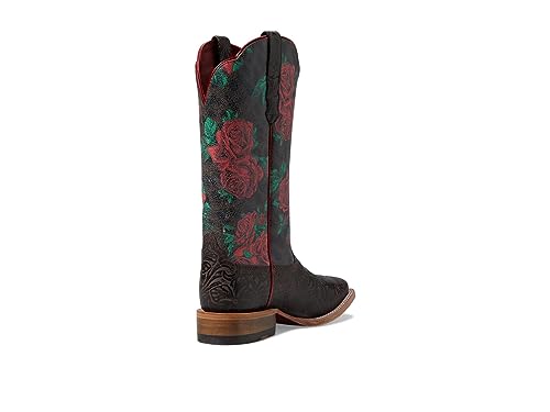 Women's Frontier Farrah Western Boot - Chocolate Floral Emboss/Wild Rose Print, 9.5 Medium