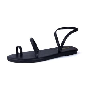 CHAI Women’s Strappy Sandals – Flat Sandals for Women, Comfortable Beach Sandals, Summer Slip-On Shoes, Casual Dressy Sandals
