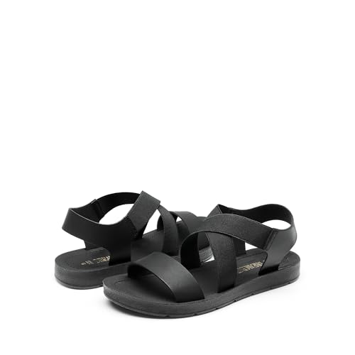 Women's Open Toe Elastic Ankle Strap Flat Summer Sandals