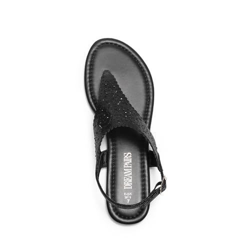 Women's Rhinestone Casual Wear Cute Gladiator Flat Sandals Beach Dressy T-Strap Thong Sandals