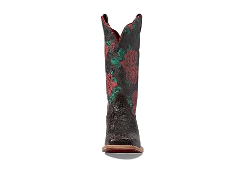 Women's Frontier Farrah Western Boot - Chocolate Floral Emboss/Wild Rose Print, 9.5 Medium