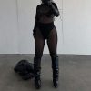 Slouched Ruched Fold Over Boots for Women Covered Wedge Heel Patent Leather Knee High Boots Wide Calf Pointed Toe Casual Boots