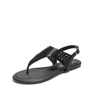 Women's Rhinestone Casual Wear Cute Gladiator Flat Sandals Beach Dressy T-Strap Thong Sandals