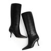 Knee High Boots Women Square Toe Stiletto Tall Boots Side Zipper Dressy Boot for Women