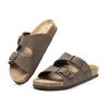 Womens Flat Sandals with Cork Footbed, Open Toe Slides Adjustable Slip On Slippers for Summer Size 6-11
