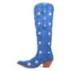 Womens Super Star Fringe Tooled Inlay Snip Toe Casual Boots Over the Knee Mid Heel 2-3" - Brown
