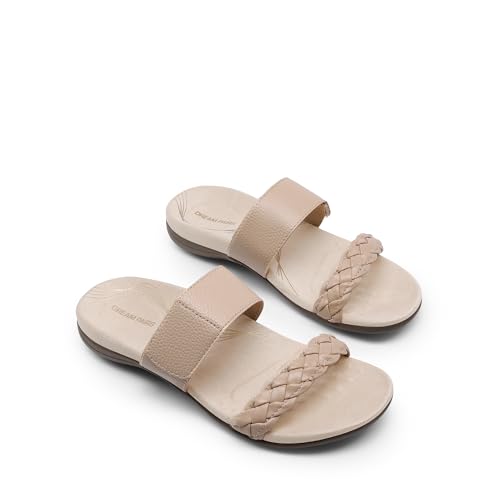 Women's Arch Support Slides Flat Sandals Soft Cushion Slippers With Adjustable Straps
