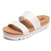 Flatform Platform Sandals Women Arch Support Beach Slides Orthotic Summer Causal Cork Footbed Adjustable Lightweight Thick Sole