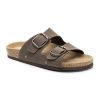 Womens Flat Sandals with Cork Footbed, Open Toe Slides Adjustable Slip On Slippers for Summer Size 6-11