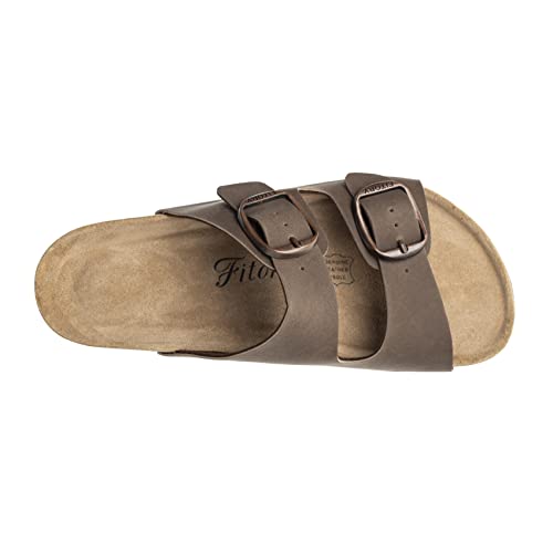 Womens Flat Sandals with Cork Footbed, Open Toe Slides Adjustable Slip On Slippers for Summer Size 6-11