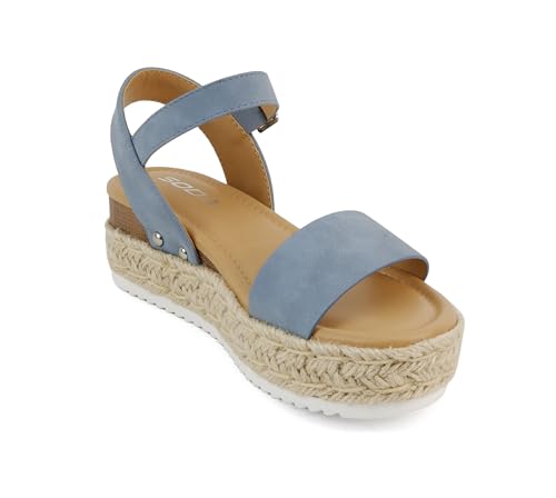 CLIP ~ Women Open Toe Ankle Strap Platform Espadrille Sandal
