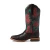 Women's Frontier Farrah Western Boot - Chocolate Floral Emboss/Wild Rose Print, 9.5 Medium