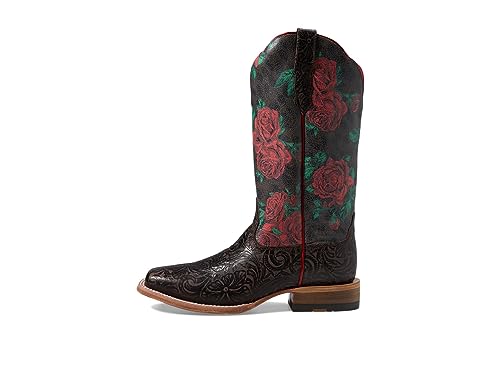 Women's Frontier Farrah Western Boot - Chocolate Floral Emboss/Wild Rose Print, 9.5 Medium