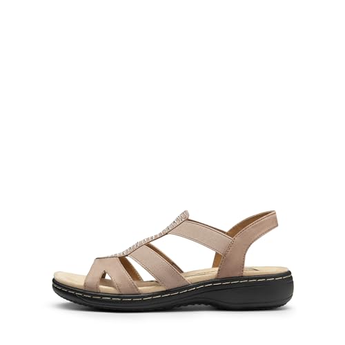 Women's Comfortable Arch Support Dressy Flat Sandals Elastic Open Toe Walking Shoes for Summer