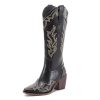 Womens Wide Calf Cowboy Boots Classic Western-Style Cowboys Boots for Women Pointed Toe Womens Cowgirl Boots with Chunky Heel