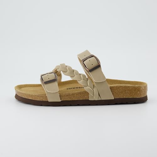 Women's Lizzy Cork Footbed Sandal - Comfortable, Adjustable Straps, Arch Support, Wide Widths Available, Boho Chic Summer Slides
