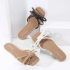 Women's Flat Sandals Square Open Toe Thong with Cute Knot for Summer Size 6-11