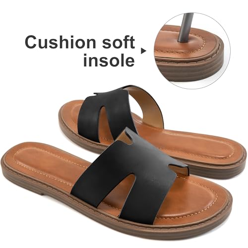 Flat Sandals for Women Slides: Comfortable Slip On Womens Flats Shoes Dressy Summer Casual Beach Sandal 2025